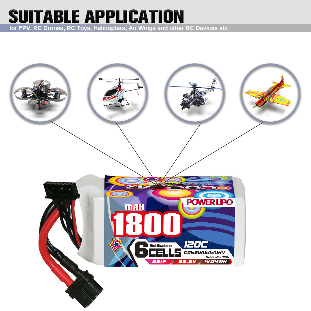 1800MAH 6S 22.2V 120C High Voltage Aircraft Model 5 Inch Traverser FPV Lithium Battery