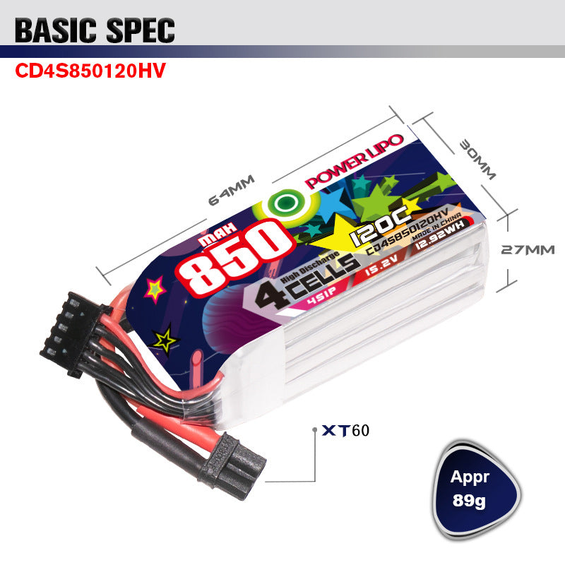 850MAH 4S 15.2V 120C Lightweight FPV UVLithium Battery