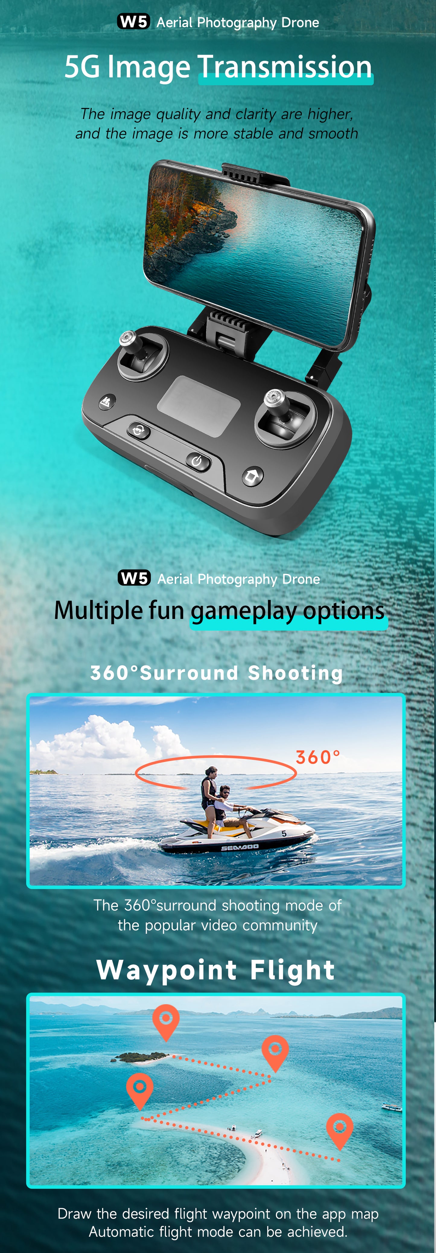 4K HD dual camera 5km remote control UAV 5G speed transmission intelligent obstacle avoidance GPS optical flow fixed point hovering UAV