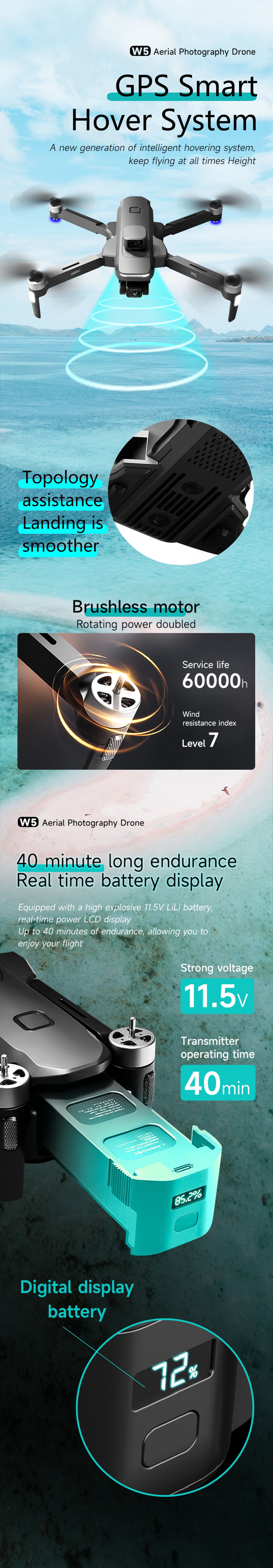 4K HD dual camera 5km remote control UAV 5G speed transmission intelligent obstacle avoidance GPS optical flow fixed point hovering UAV