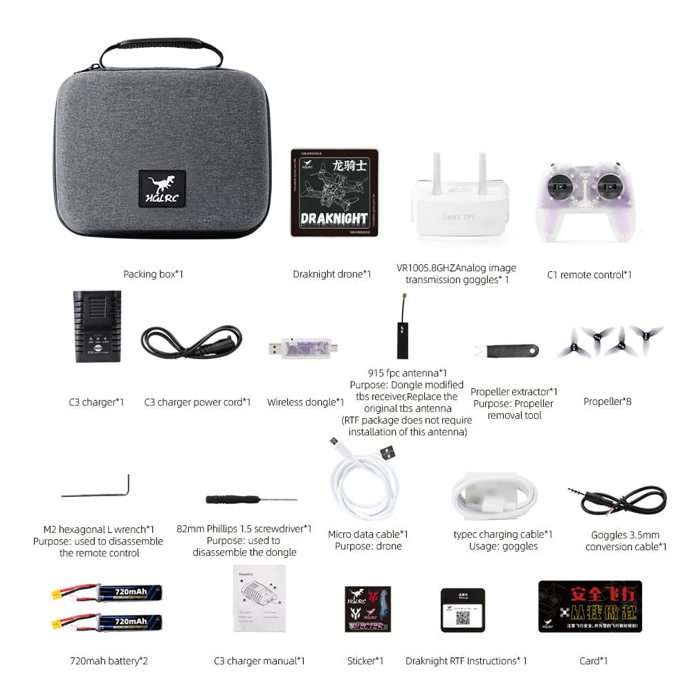 HGLRC Draknight 2-inch Traverser entry level RTF kit