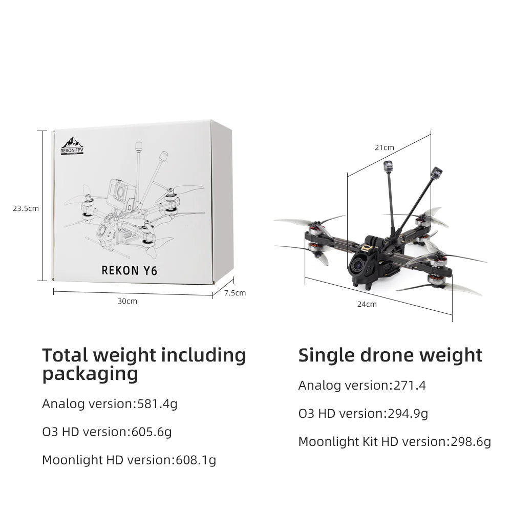 Black Dragonfly Y6 5-inch long range FPV drone Moonlight Kit HD