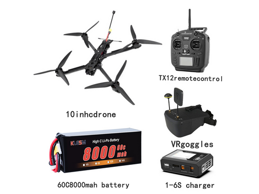 KLESM unmanned aerial vehicle set of 10 inch six-piece high-definition camera 5.8G3w large image transmission through the machine